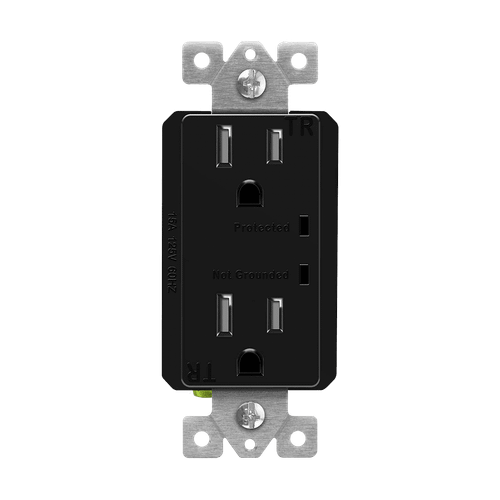 61501-TRSS-BK - Tamper Resistant Surge Receptacle 15A Black - Enerlites