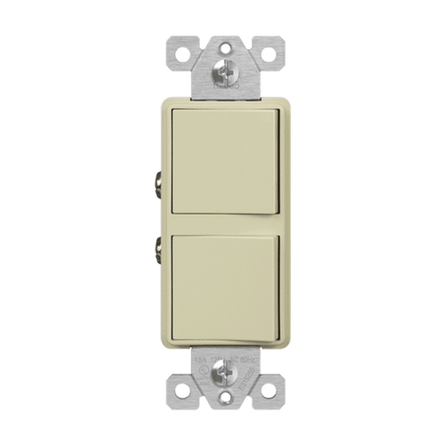 62835-I - Commercial Dual Rocker 3-Way Decorator Switch 15A Ivory - Enerlites