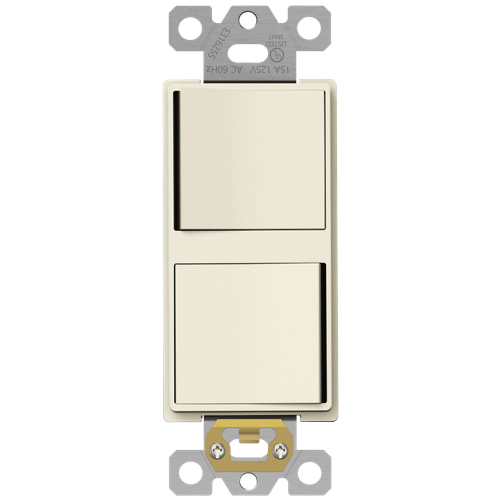 62835-LA - 15A Commercial Dual Rocker 3-Way Switch 120-277V Light Almond - Enerlites