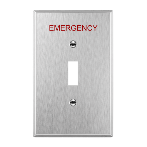 7711M-E - Mid-Size 1-Gang Emergency Toggle Wall Plate Stainless Steel - Enerlites