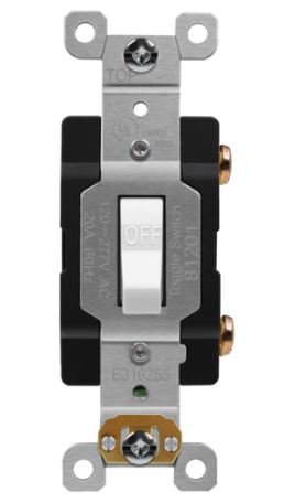 81201A-BK - 20A Antimicrobial Heavy Duty Single Pole Toggle Switch 120-277V Black - Enerlites