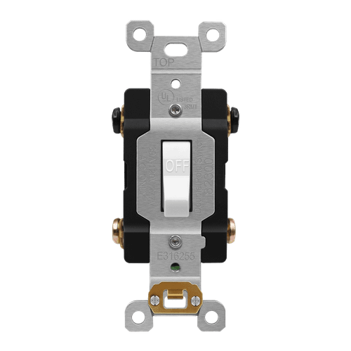 82300-W - 30A Double Pole Commercial Toggle Switch 120-277V White - Enerlites