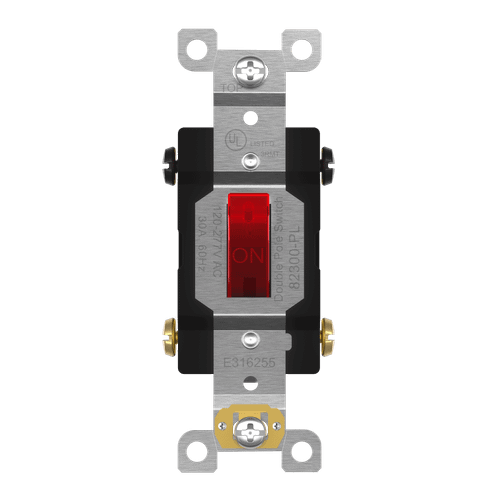 82300-PL-R - Double Pole Pilot Light Toggle Switch 30A - Enerlites