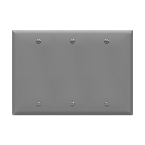 8803-GY - 3-Gang Blank Thermoplastic Wall Plate Gray - Enerlites