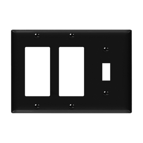 881132-BK - 3-Gang 1 Toggle 2 Decorator/GFCI Wall Plate Black - Enerlites