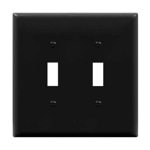 8812M-BK - Mid-Size 2-Gang Toggle Wall Plate Black - Enerlites