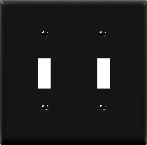 8812-BK - Standard 2-Gang Toggle Wall Plate Black Thermoplastic - Enerlites