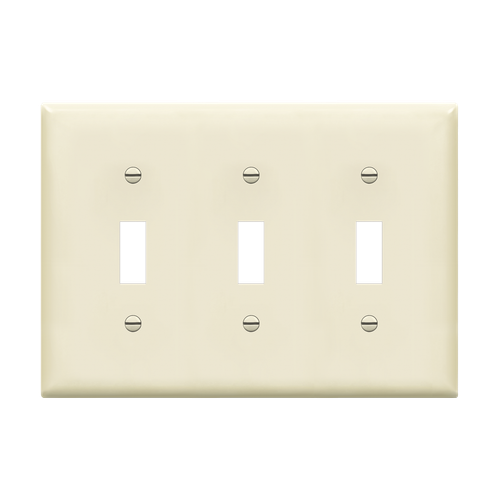 8813-LA - 3-Gang Standard Toggle Wall Plate Light Almond - Enerlites