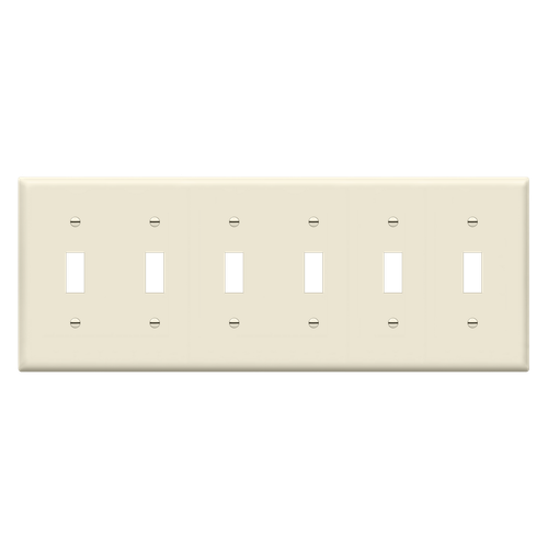 8816-LA - 6-Gang Toggle Wall Plate Light Almond - Enerlites