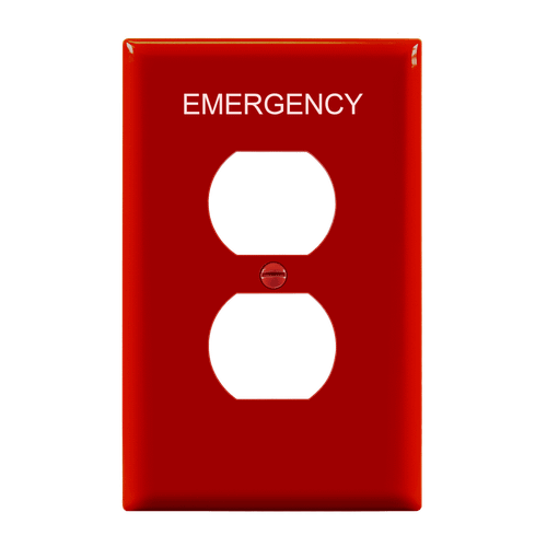 8821M-ER - Mid-Size 1-Gang Duplex Emergency Wall Plate Red - Enerlites