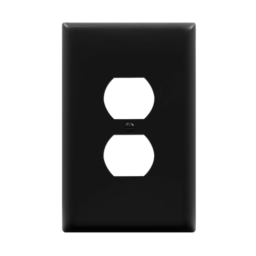 8821O-BK - Oversize 1-Gang Duplex Wall Plate Black Polycarbonate - Enerlites