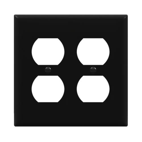 8822-BK - 2-Gang Standard Duplex Wall Plate Black Thermoplastic - Enerlites