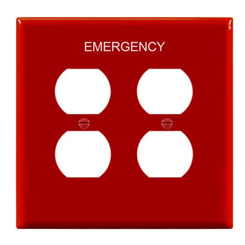 8822M-ER - Mid-Size 2-Gang Duplex Emergency Wall Plate Red - Enerlites