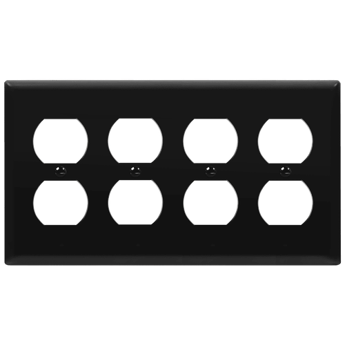 8824M-BK - Mid-Size 4-Gang Duplex Receptacle Wall Plate Black - Enerlites