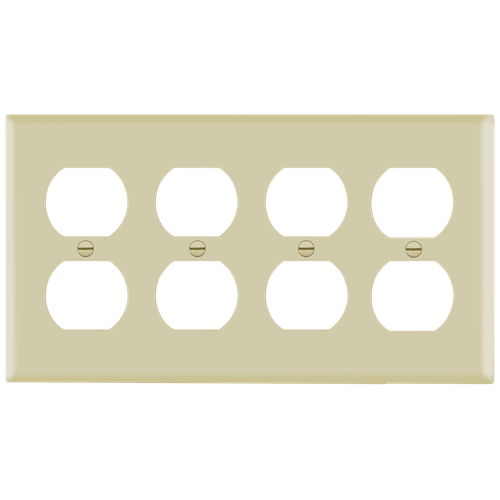 8824M-I - Mid-Size 4-Gang Duplex Receptacle Wall Plate Ivory - Enerlites