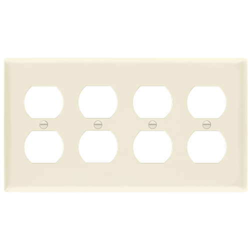 8824M-LA - 4-Gang Mid-Size Duplex Wall Plate Light Almond - Enerlites