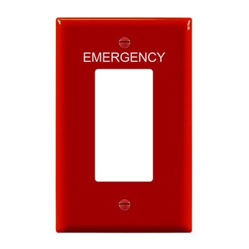 8831M-ER - Mid-Size 1-Gang Decorator/GFCI Emergency Red Wall Plate - Enerlites