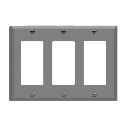 8833M-GY - Mid-Size 3-Gang Decorator/GFCI Wall Plate Gray - Enerlites