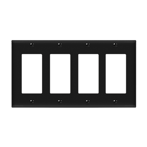 8834M-BK - Mid-Size 4-Gang Decorator/GFCI Wall Plate Black - Enerlites