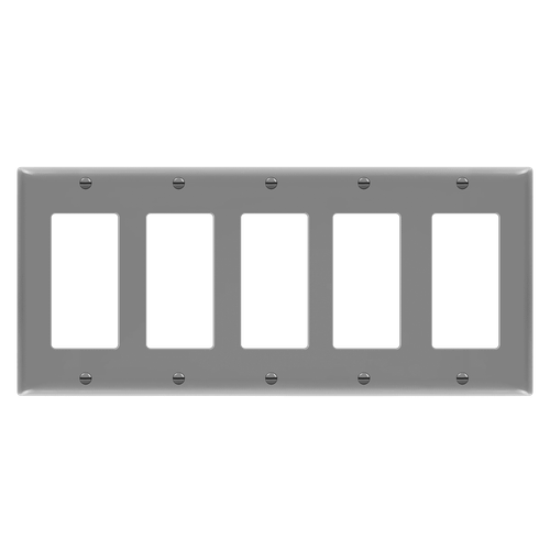 8835M-GY - Mid-Size 5-Gang Decorator/GFCI Wall Plate Gray - Enerlites