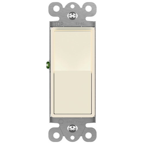 93160-LA - 15A Lighted Three-Way Decorator Wall Switch 120-277V Light Almond - Enerlites