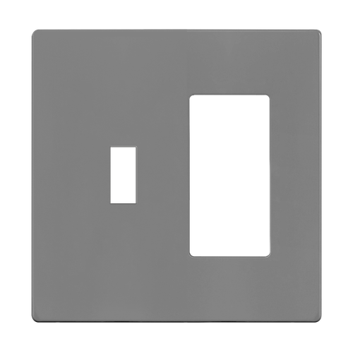 SI881131-GY - 2-Gang Screwless Toggle/Decorator Wall Plate Gray - Enerlites