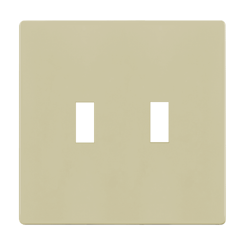 SI8812-I - Screwless 2-Gang Double Toggle Wall Plate Ivory Child Safe - Enerlites