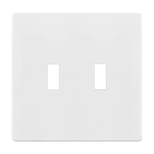 SI8812-W - Screwless 2-Gang Toggle Wall Plate White Standard Size - Enerlites