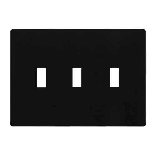 SI8813A-BK - 3-Gang Antimicrobial Screwless Toggle Wall Plate - Enerlites