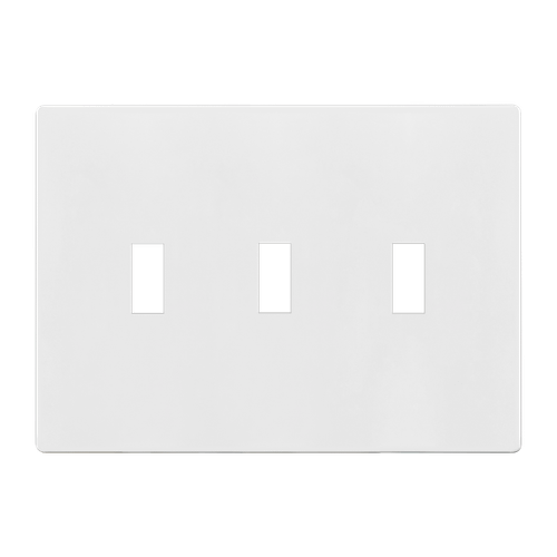 SI8813A-W - Screwless 3-Gang Antimicrobial Toggle Wall Plate White - Enerlites