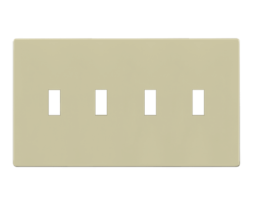 SI8814-I - Screwless 4-Gang Toggle Wall Plate Ivory Standard Size - Enerlites