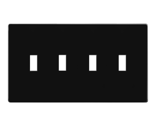 SI8814A-BK - 4-Gang Antimicrobial Screwless Toggle Wall Plate - Enerlites