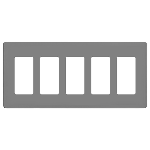 SI8835-GY - Screwless 5-Gang Decorator/GFCI Wall Plate Gray - Enerlites
