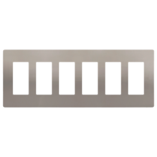 SI8836-NK - Screwless 6-Gang Decorator/GFCI Wall Plate Nickel - Enerlites