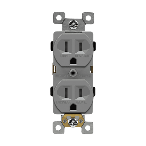 61580-TWR-GY - 15A Tamper & Weather Resistant Duplex Receptacle Gray 5-15R - Enerlites