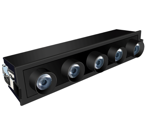 JXL-TXH05-G16W-BK-3000K - 5-Light LED Rotatable Linear Recessed 16W 3000K - Lotus LED