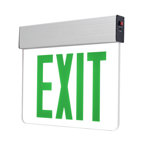 PT-EXL-EDL-1-G-CLR-AL - Edge-Lit Exit Sign Green Portor Lighting