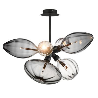 SM49301MSCLBK - Ray Dance Cluster Single Pendant Clear Glass Black - Studio M
