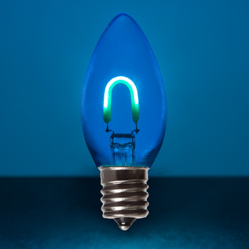 WGC-75749 - C9 Blue LED FlexFilament Transparent Glass Bulbs, 5-Pack - Wintergreen Corporation