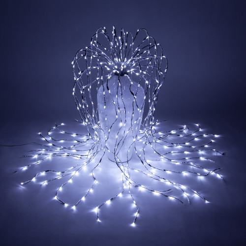 WGC-76589 - 79" Silver Lighted Willow Falling Branches, Cool White LED, Twinkle, 736 Lights - Wintergreen Corporation