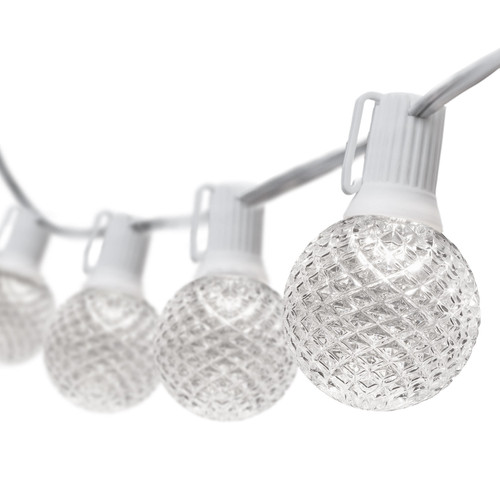 WGC-79404 - 50' Cool White LED Commercial Patio String Light Set with 50 G50 Bulbs, E17 Base, White Wire, 12" Spacing - Wintergreen Corporation