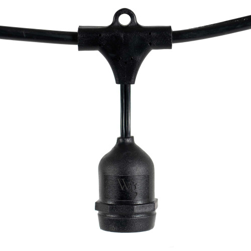 WGC-83268 - E26 Medium Light Patio Stringer, 10 Amp SJTW, 50', Black Wire, 24" Spacing, with Drops - Wintergreen Corporation