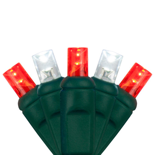 WGC-83931 - 5mm Cool White/Red LED Christmas Lights, 70 Lights, 24', Green Wire, 4" Spacing - Wintergreen Corporation