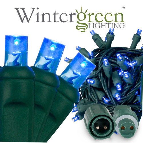 WGC-84238 - 5mm Blue LED Commercial WeatherPRO™ Lights, 50 Lights, 17', Green Wire, 4" Spacing - Wintergreen Corporation