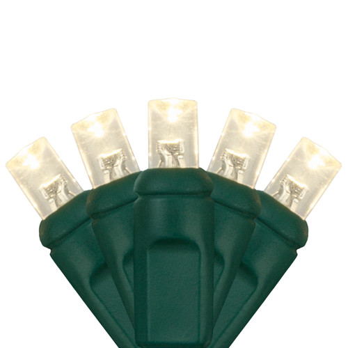 WGC-85234 - 5mm Warm White LED Christmas Lights, 15 Lights, 6.7', Green Wire, 4" Spacing - Wintergreen Corporation