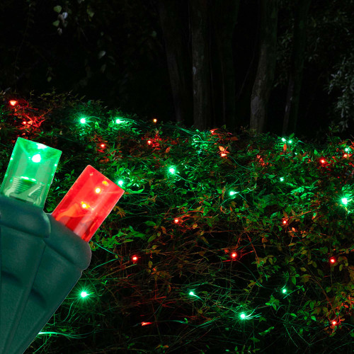 WGC-85460 - 4'x6' 5mm Green/Red LED Christmas Net Lights, 100 Lights, Green Wire - Wintergreen Corporation