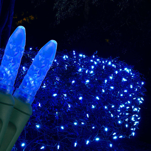 WGC-85474 - 4'x6' M5 Blue LED Christmas Net Lights, 100 Lights, Green Wire - Wintergreen Corporation