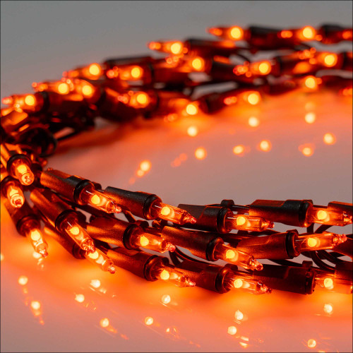 WGC-87402 - 9' Orange LED Halloween Garland Lights, 300 Lights, Black Wire - Wintergreen Corporation