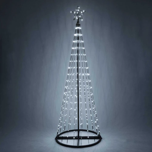 WGC-87426 - 6' Cool White LED Animated Outdoor Lightshow Tree, Black Frame, 360 Lights - Wintergreen Corporation