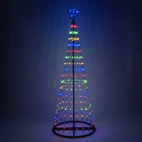 WGC-87430 - 6' Multicolor LED Animated Outdoor Lightshow Tree, Black Frame, 360 Lights - Wintergreen Corporation